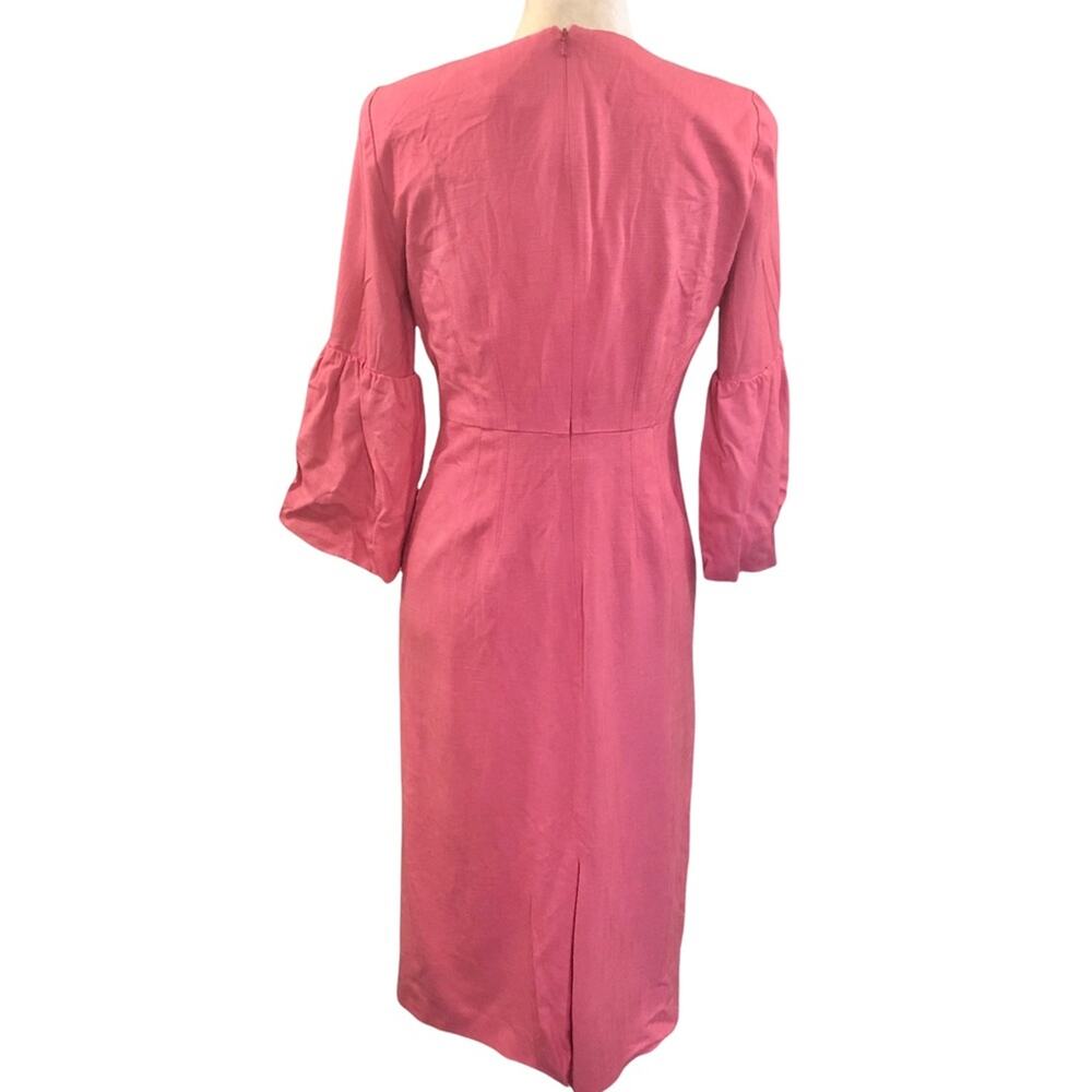 Veronica Beard Amalita Tea Length Pencil Midi Dress Bell Sleeve Melon Size 2 NWT - Picture 8 of 12